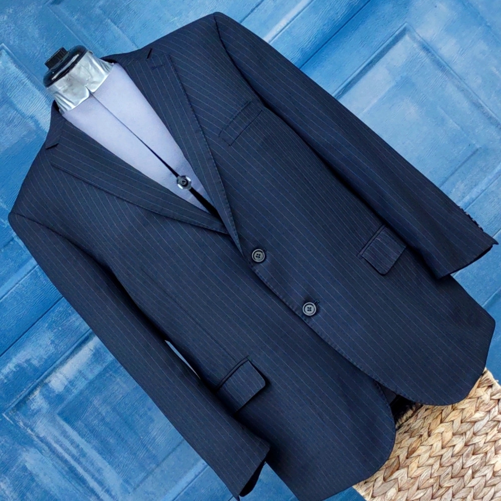Enzo Super 150's 100% virgin wool Men's luxury pin Stripe Blazer